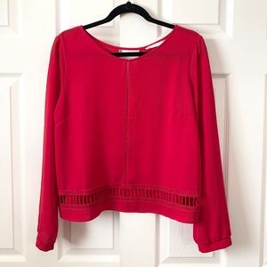 Lush Womens Blouse Long Sleeve Bright Light Red L